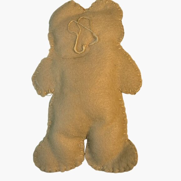 Felt Teddy Bear Ornament Red Ribbon Bell Handmade - Picture 2 of 3